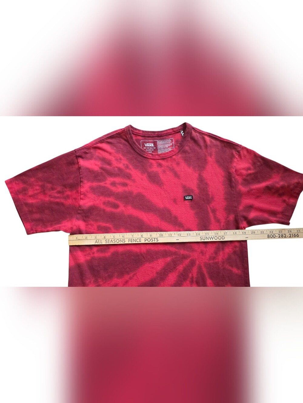 Vans Medium Red Tie Dye Off The Wall Classic Skate Tee Shirt - Picture 6 of 7